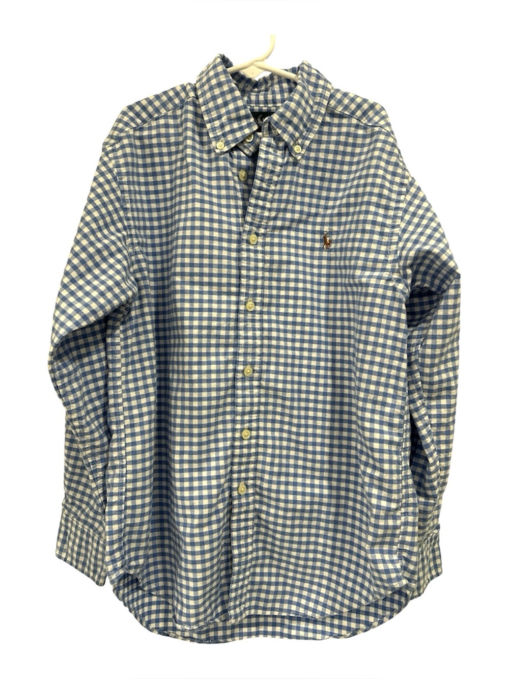 Ralph Lauren Blue and White Gingham Long Sleeve Button Down Shirt - M (10-12)